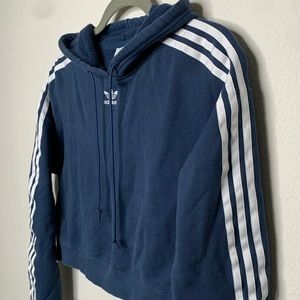 Blue Adidas Cropped Hoodie Athleisure Womens Small
